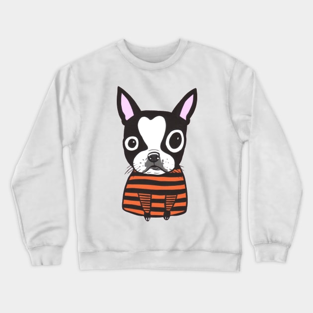 Boston Terrier Stripes Crewneck Sweatshirt by turddemon